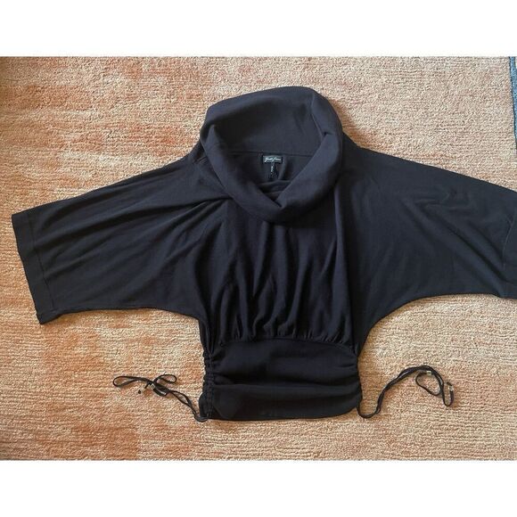 Guess Jeans Black Women’s Cowl Neck  3/4 Sleeves Large Top Sweater - Picture 1 of 6